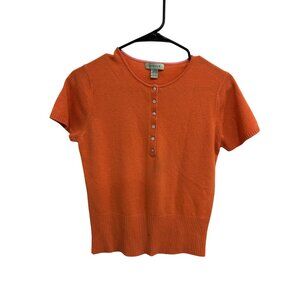 Geneva Sweater Top 100% Cashmere Burnt Orange Short Sleeve Size S Luxury Soft